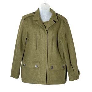 Richard Chai Love Green Wool Military Jacket Coat Size 6 WORN ONCE